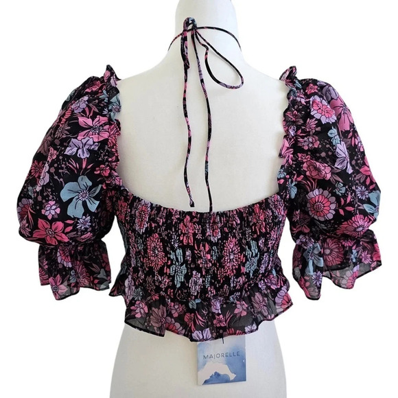 Revolve MAJORELLE Olivia floral crop top Dancing Valley black medium NWT - Picture 6 of 8